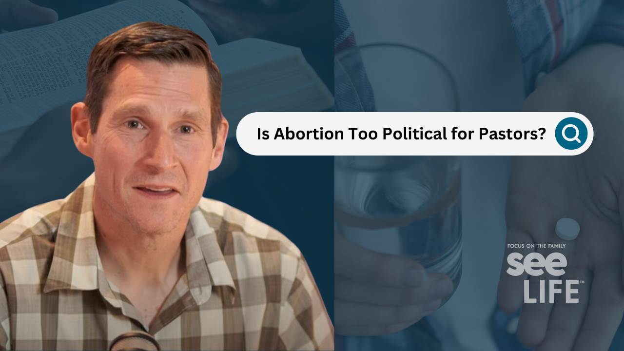 Image of a pastor answering the question "Is abortion too political for pastors"?